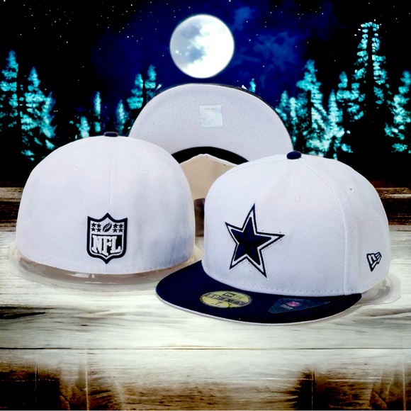Dallas Cowboys New Era 59Fifty Fitted Cap White & Blue Baseball Hat NFL - Picture 1 of 7